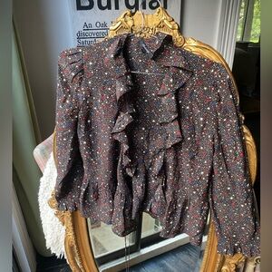 Madewell Star Patterned Top with Ruffled Design